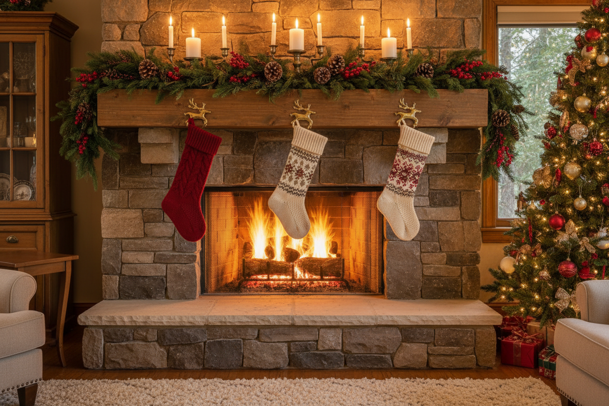 Christmas Fireplace & Mantel Decor