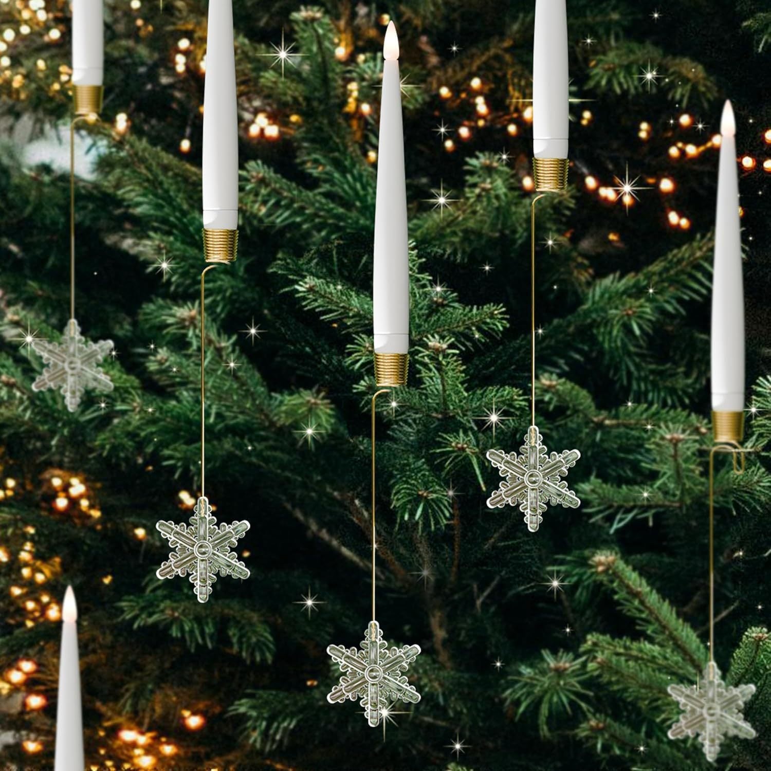 LED Candle Christmas Tree Ornament Set - detail view 3