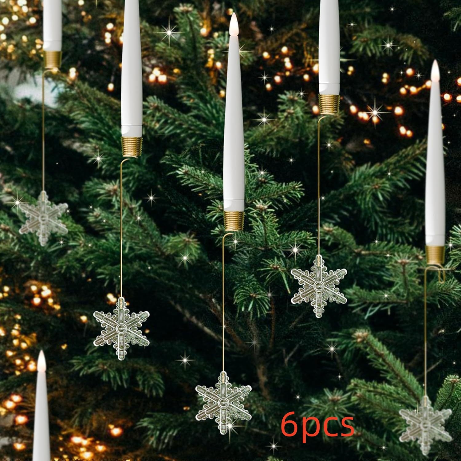 LED Candle Christmas Tree Ornament Set - detail view 7