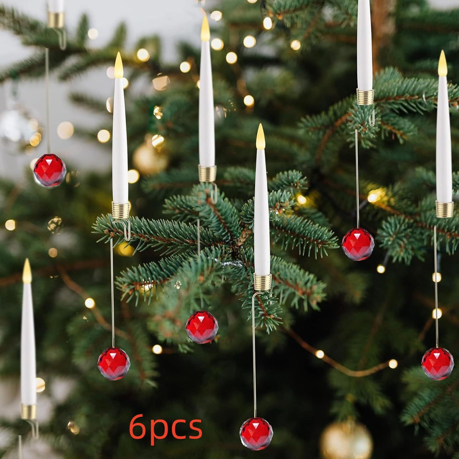 LED Candle Christmas Tree Ornament Set - detail view 9