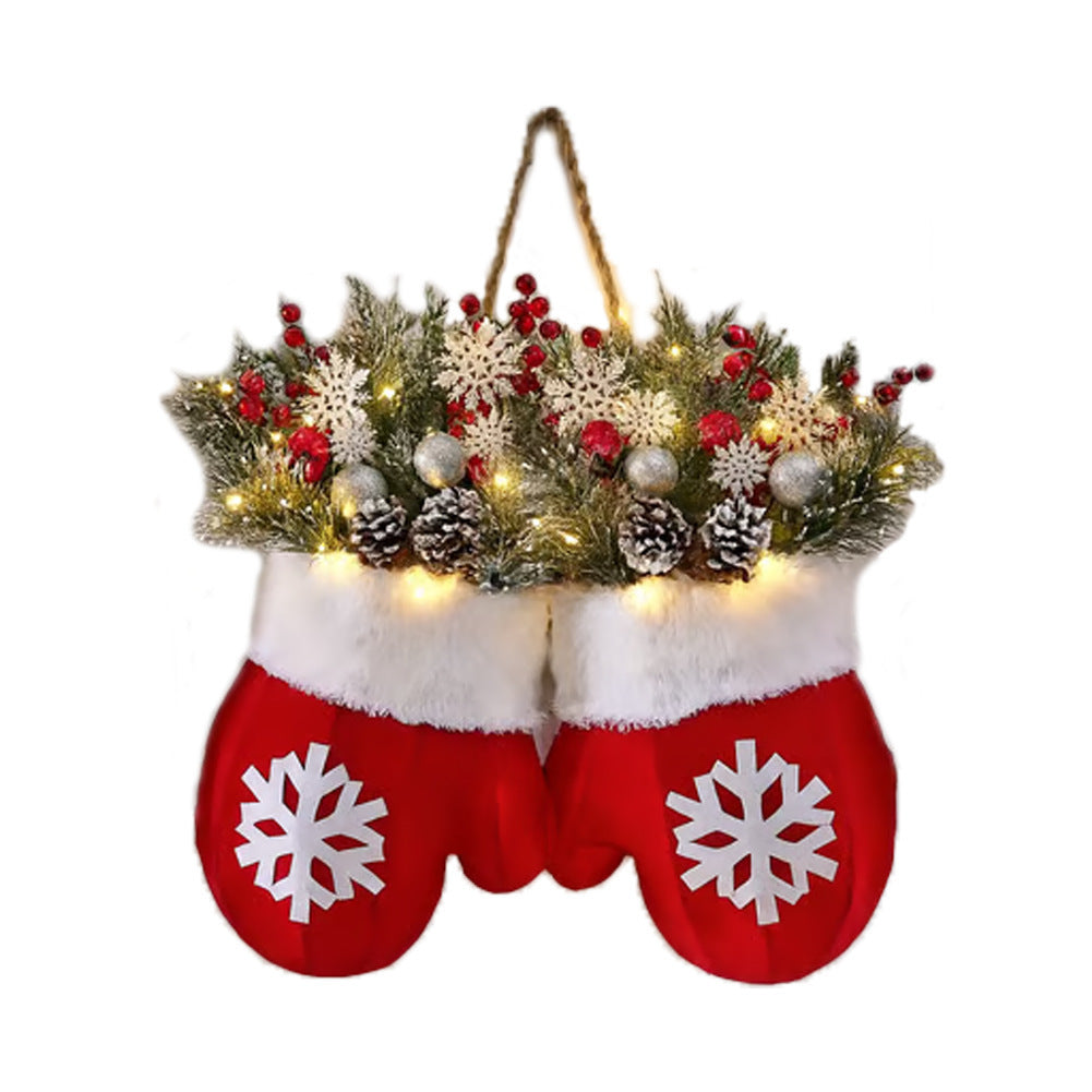 Lighted Christmas Mitten Wreath