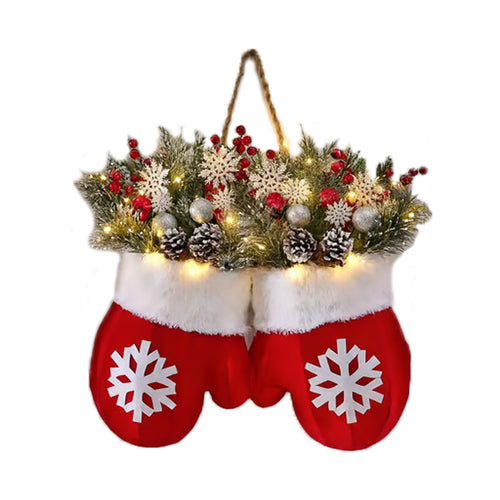 Lighted Christmas Mitten Wreath