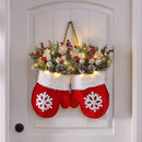 Lighted Christmas Mitten Wreath - detail view 2