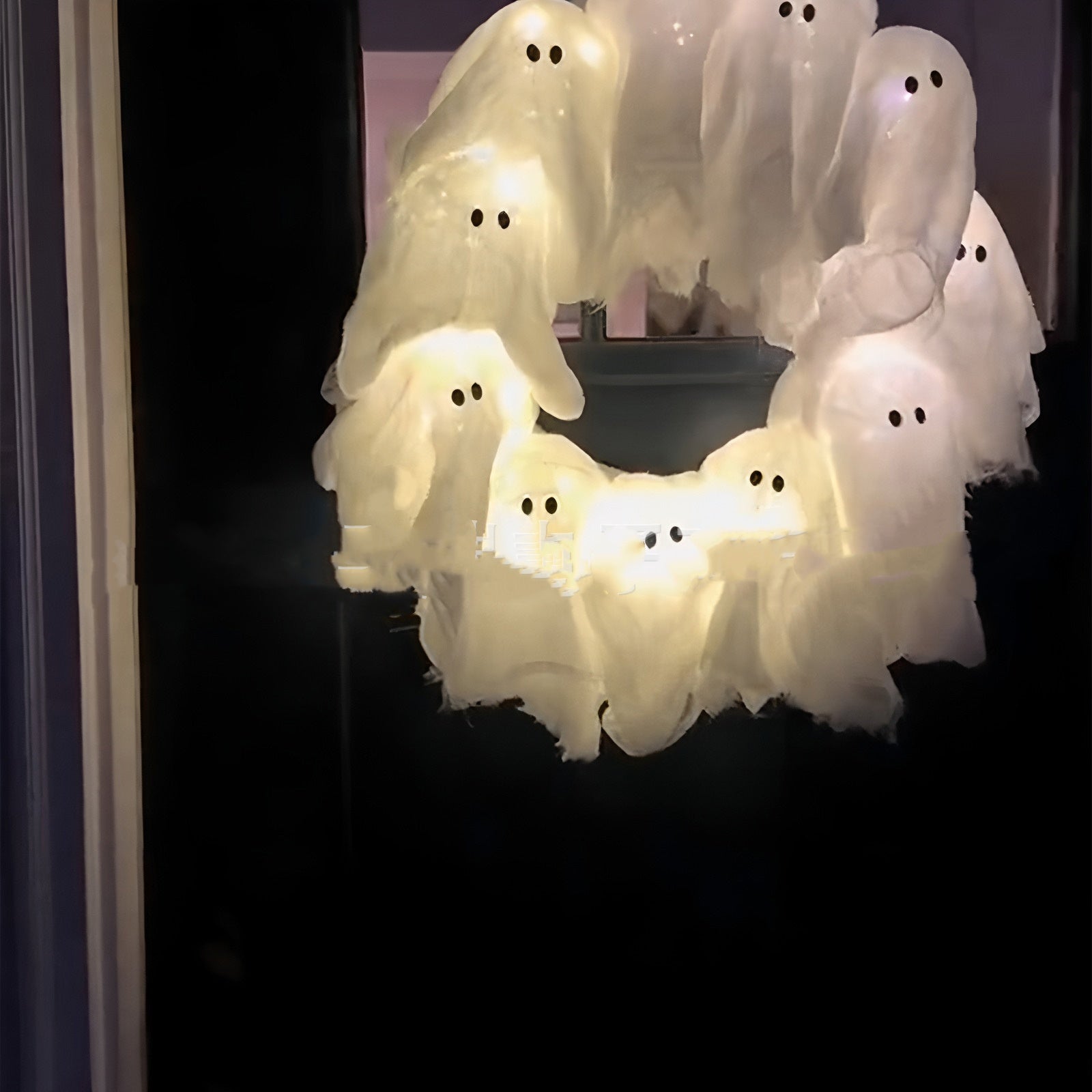 Lighted Halloween Ghost Wreath - detail view 7