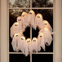 Lighted Halloween Ghost Wreath