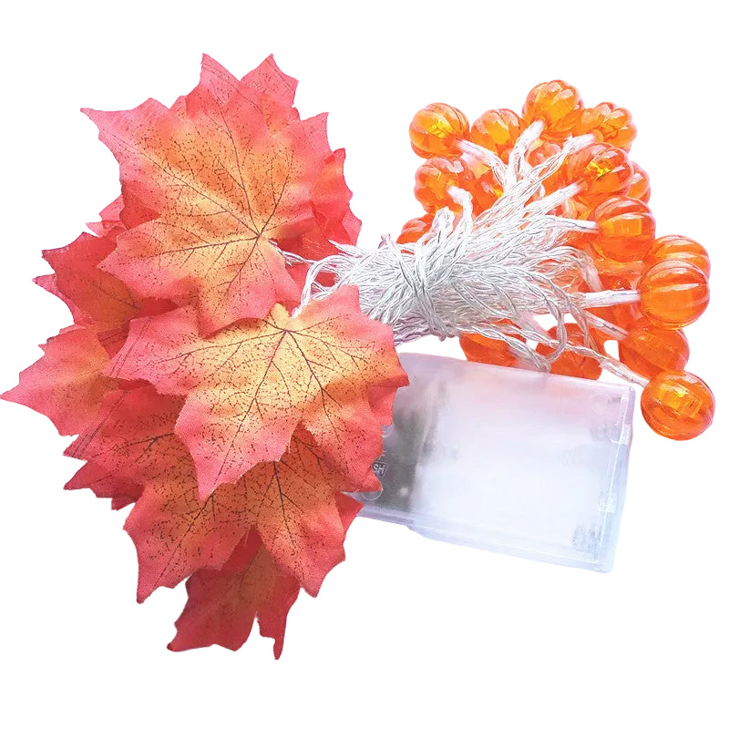 Halloween Pumpkin & Maple Leaf String Lights