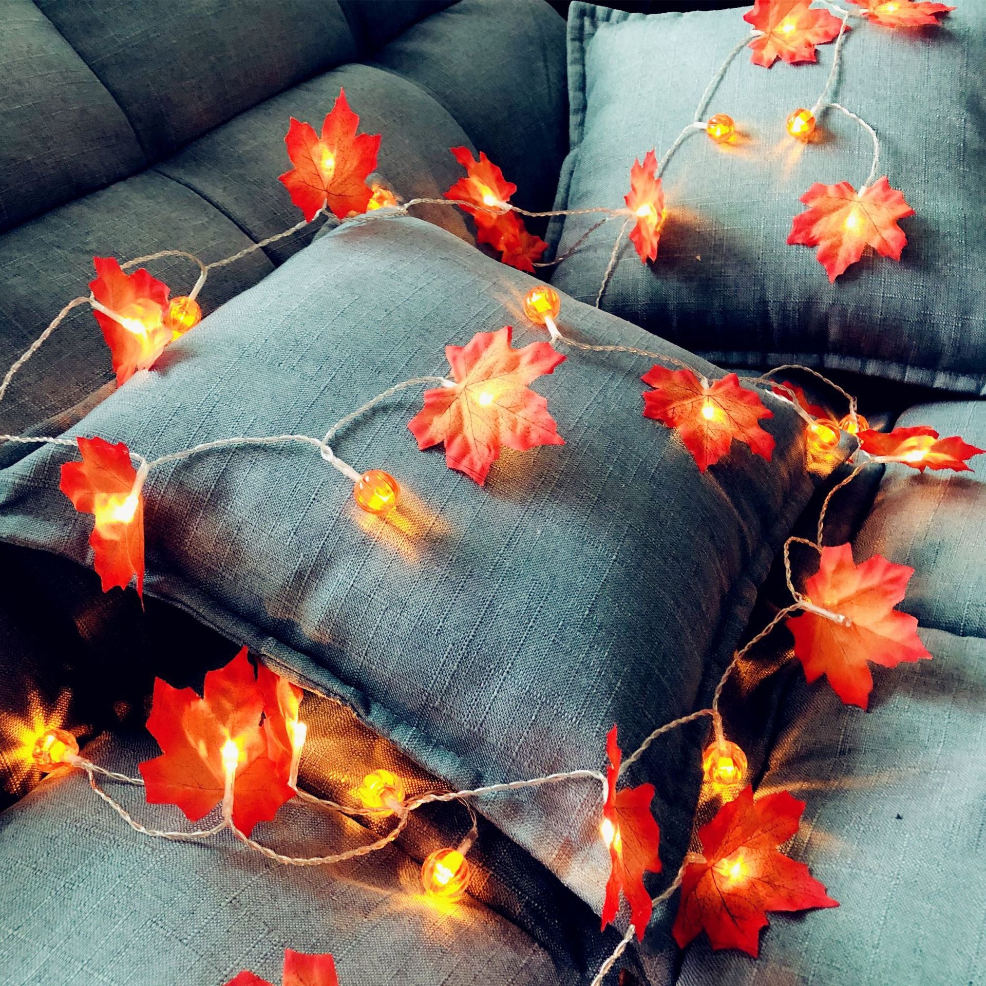 Halloween Pumpkin & Maple Leaf String Lights - detail view 3