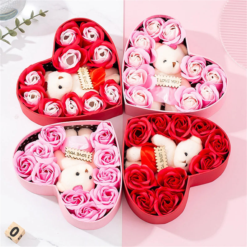 Heart-Shaped Rose Soap Gift Box