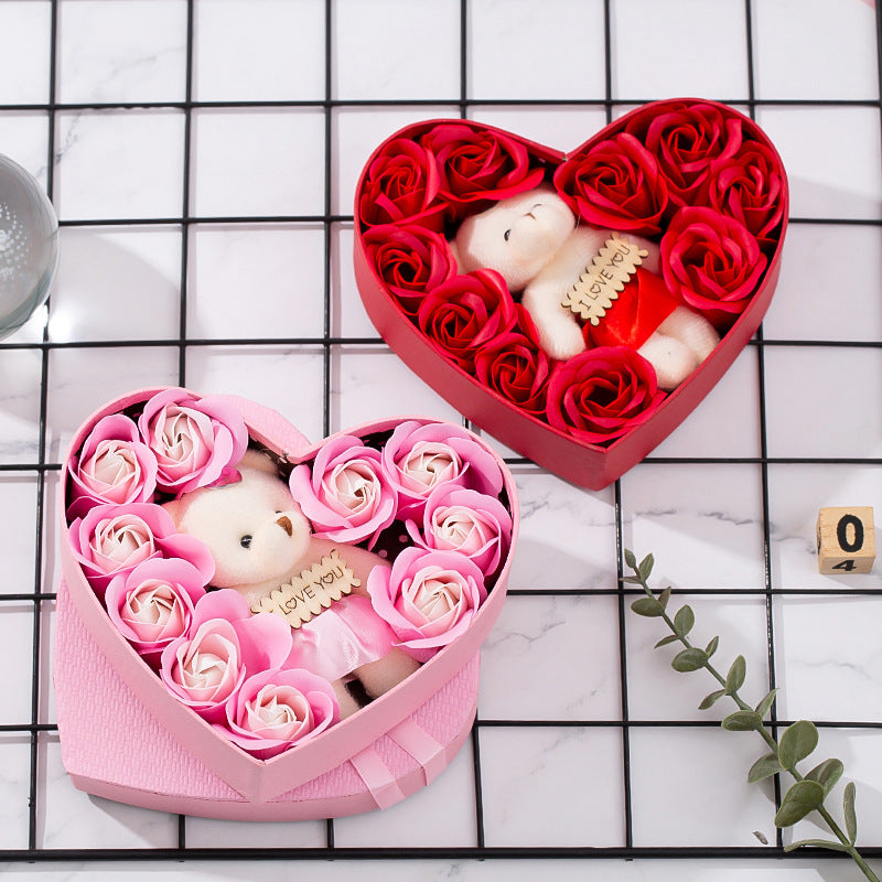 Heart-Shaped Rose Soap Gift Box - detail view 3